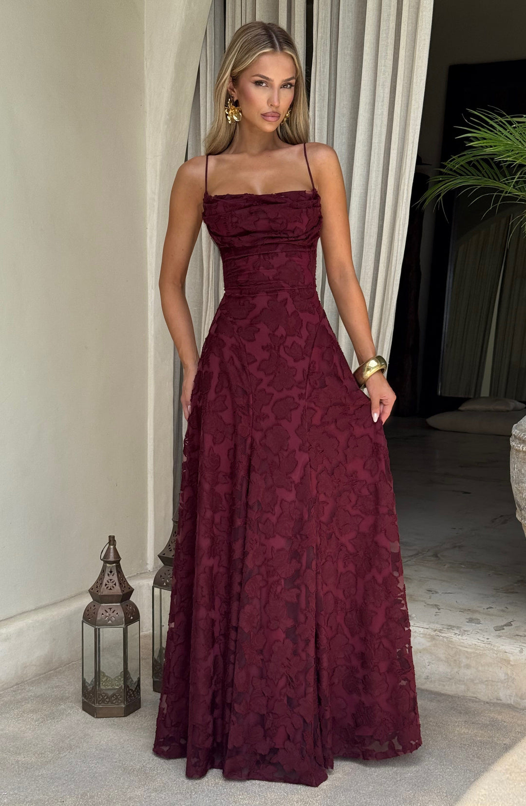 Islaina Maxi Dress in Cherry Lacquer by Clandour, product photo 1