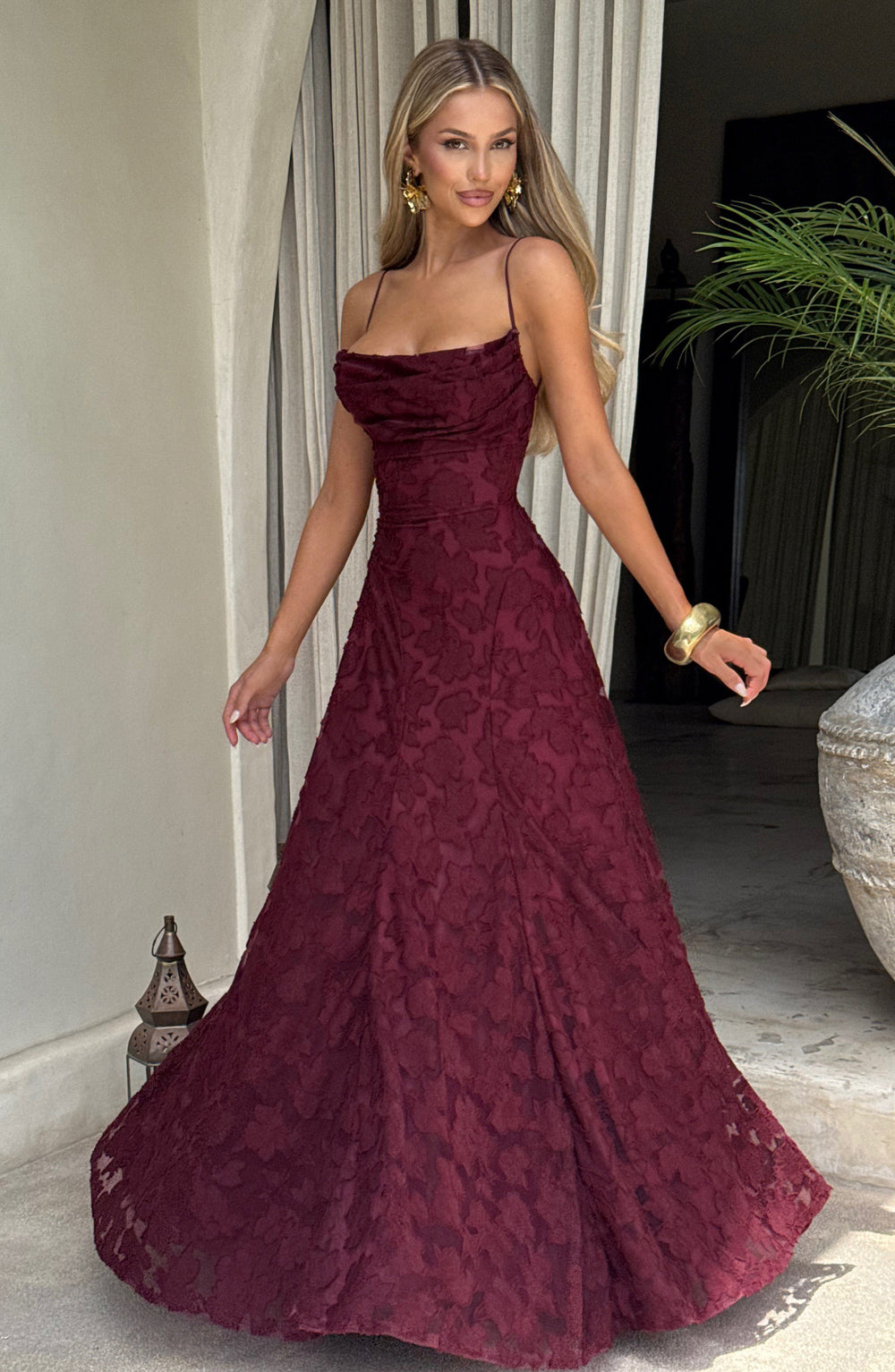 Islaina Maxi Dress in Cherry Lacquer by Clandour, product photo 2