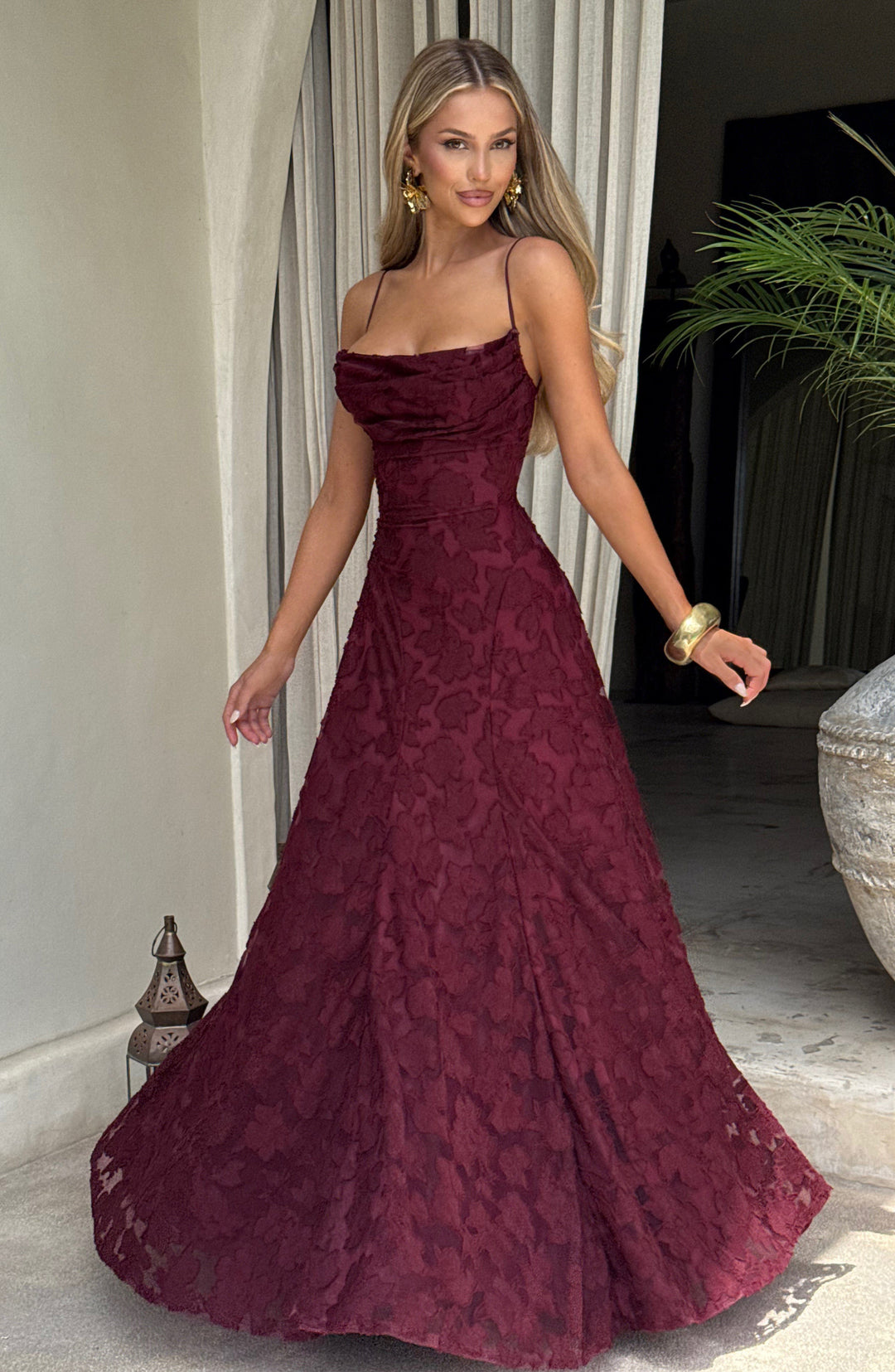 Islaina Maxi Dress in Cherry Lacquer by Clandour, product photo 2
