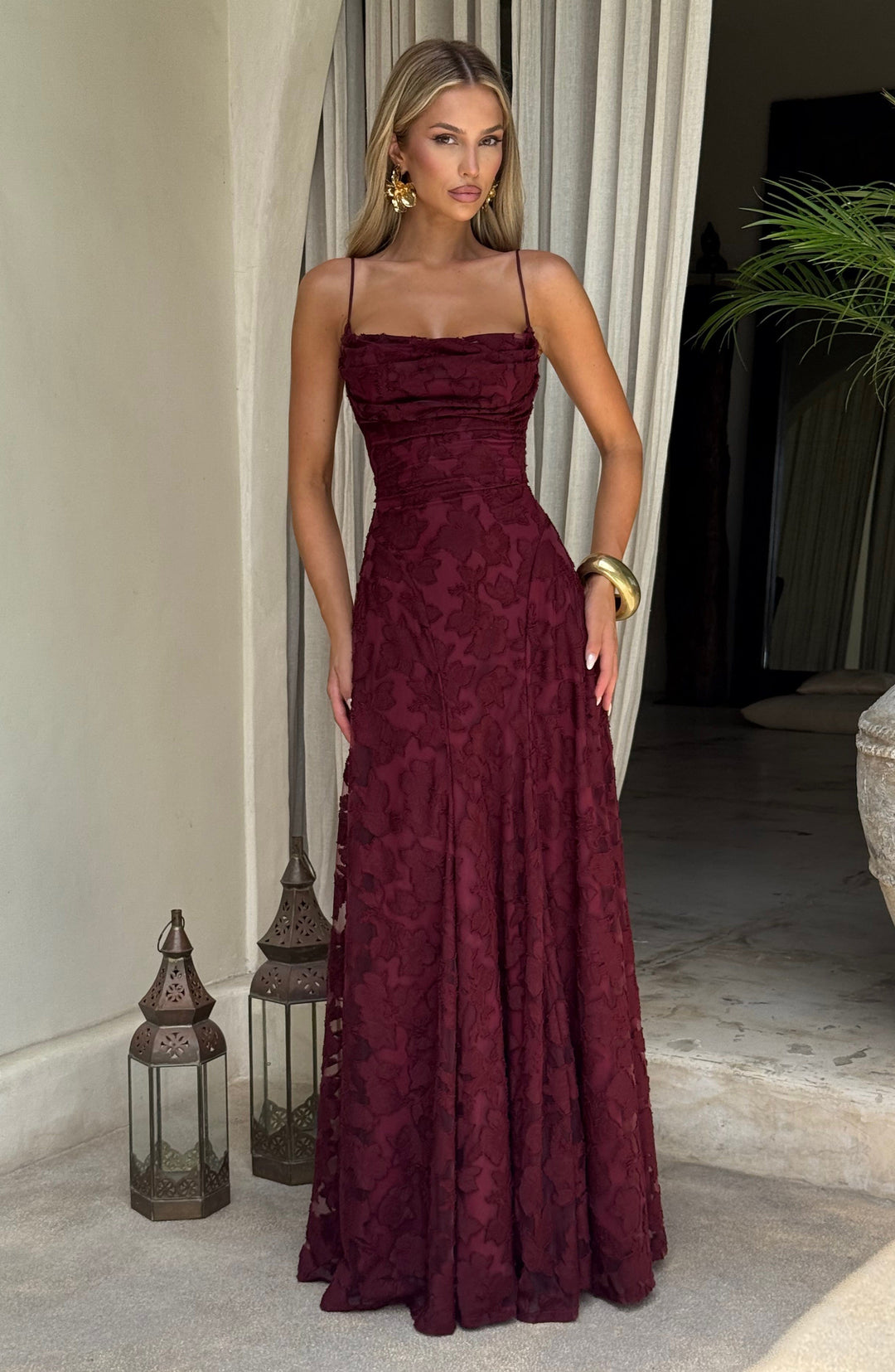 Islaina Maxi Dress in Cherry Lacquer by Clandour, product photo 3