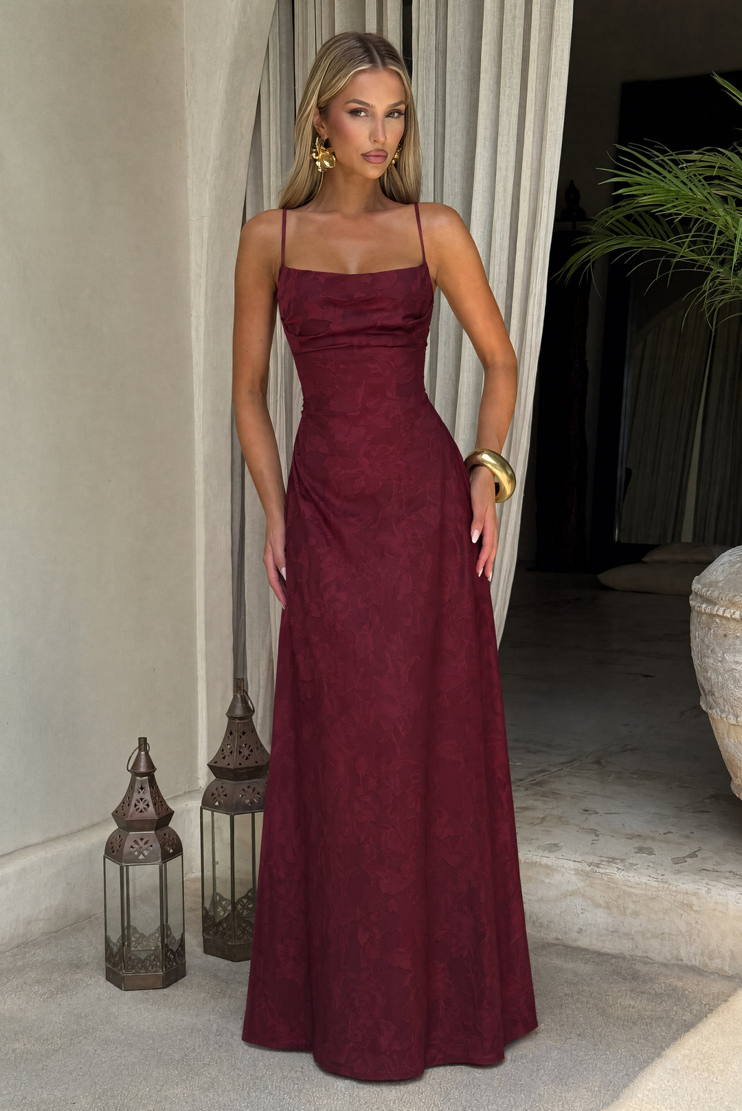Clandour | Islaina Maxi Dress - Cherry Lacquer - product photo 3