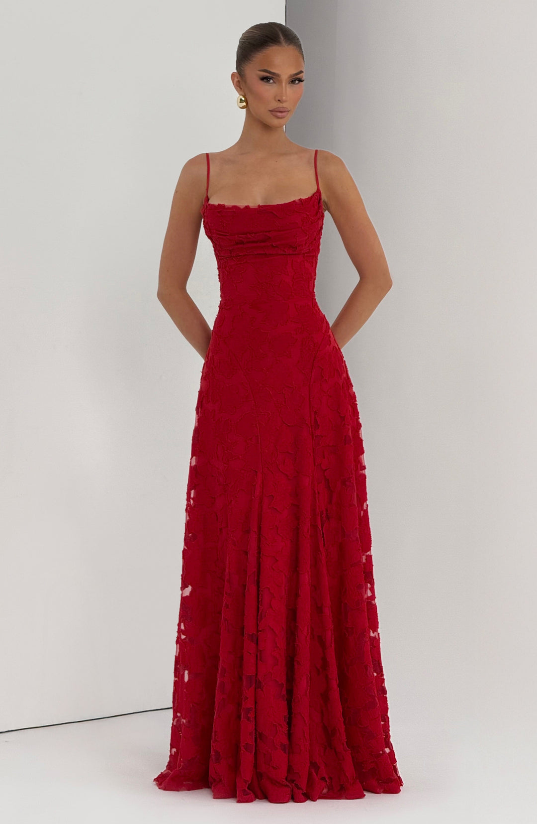 Islaina Maxi Dress in Red by Clandour, product photo 6