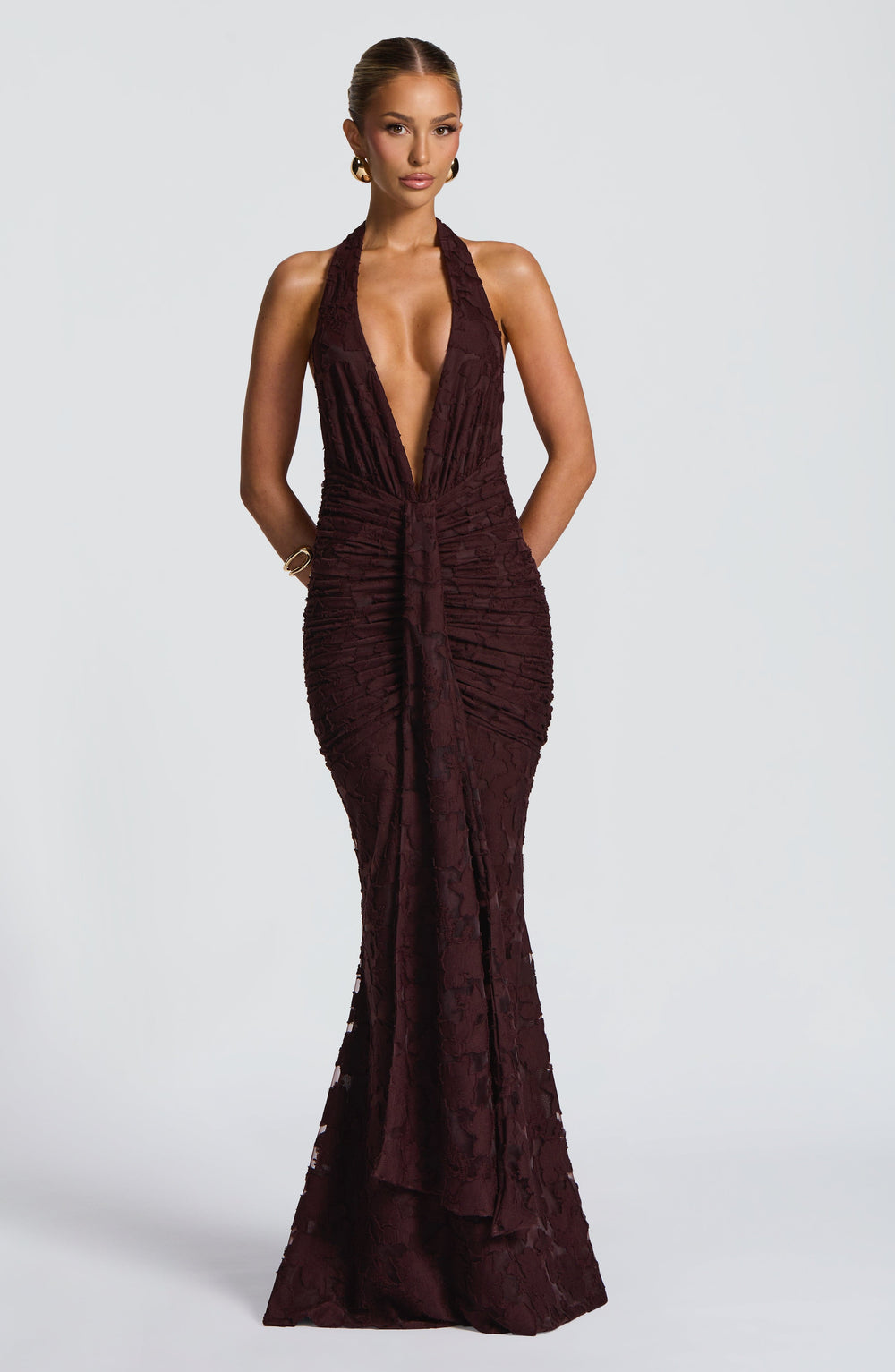 Islairis Maxi Dress in Plum Brown by Clandour, product photo 2