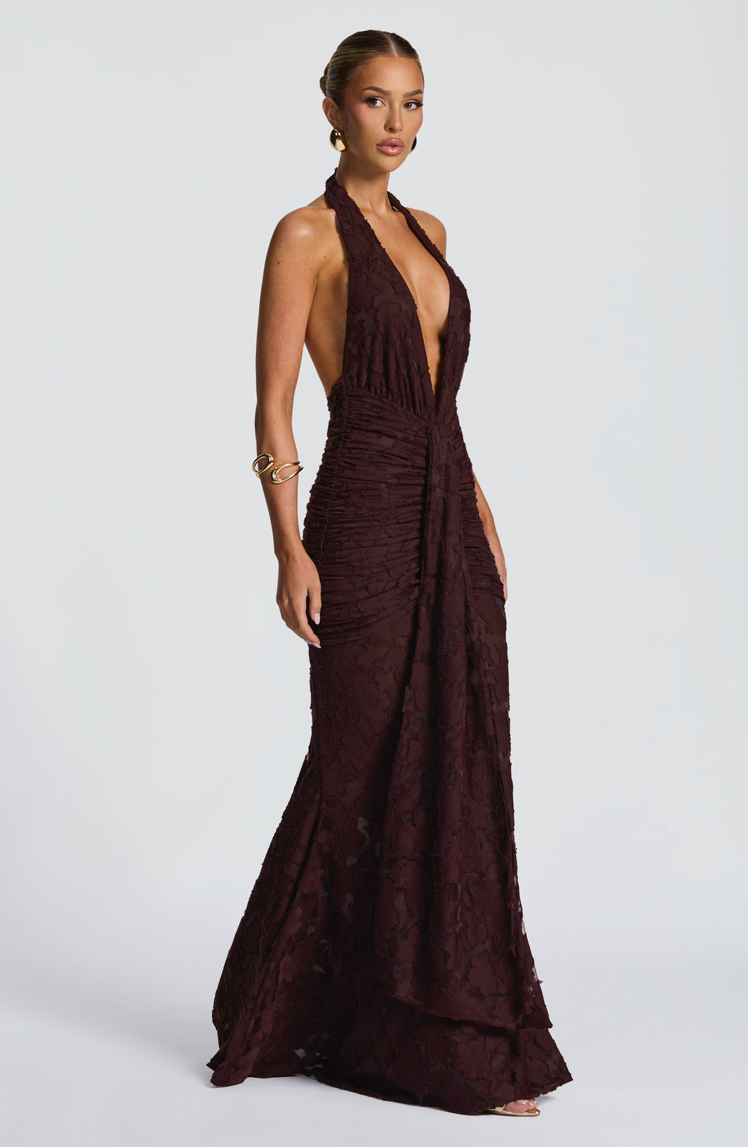 Islairis Maxi Dress in Plum Brown by Clandour, product photo 3