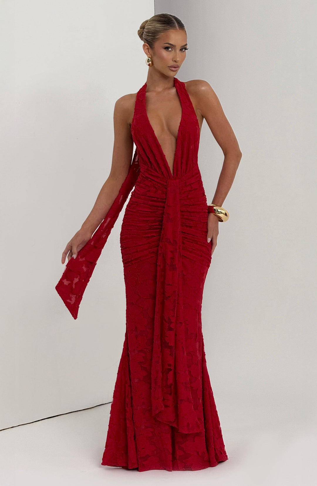 Islairis Maxi Dress in Red by Clandour, product photo 6