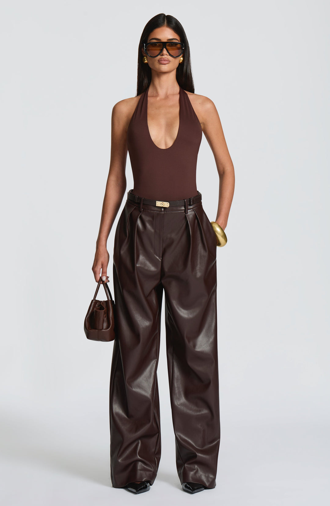 Islara Pants in Plum Brown by Clandour, product photo 1