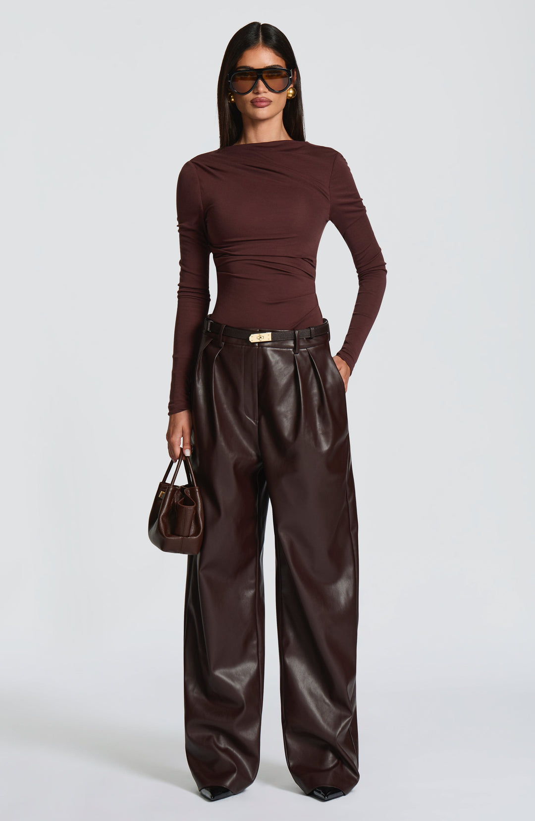 Islara Pants in Plum Brown by Clandour, product photo 4