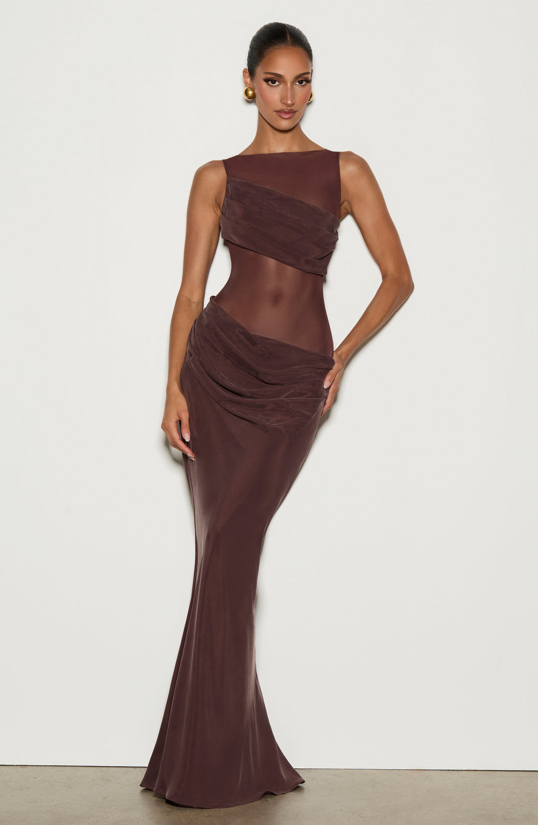 Islavieve Maxi Dress in Plum Brown by Clandour, product photo 1