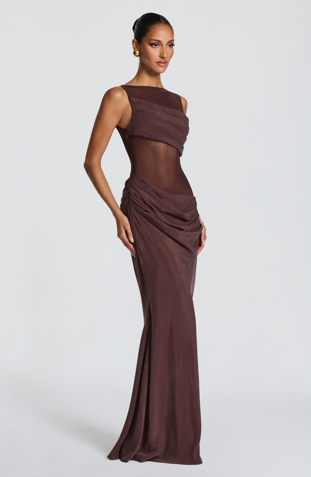 Islavieve Maxi Dress in Plum Brown by Clandour, product photo 2