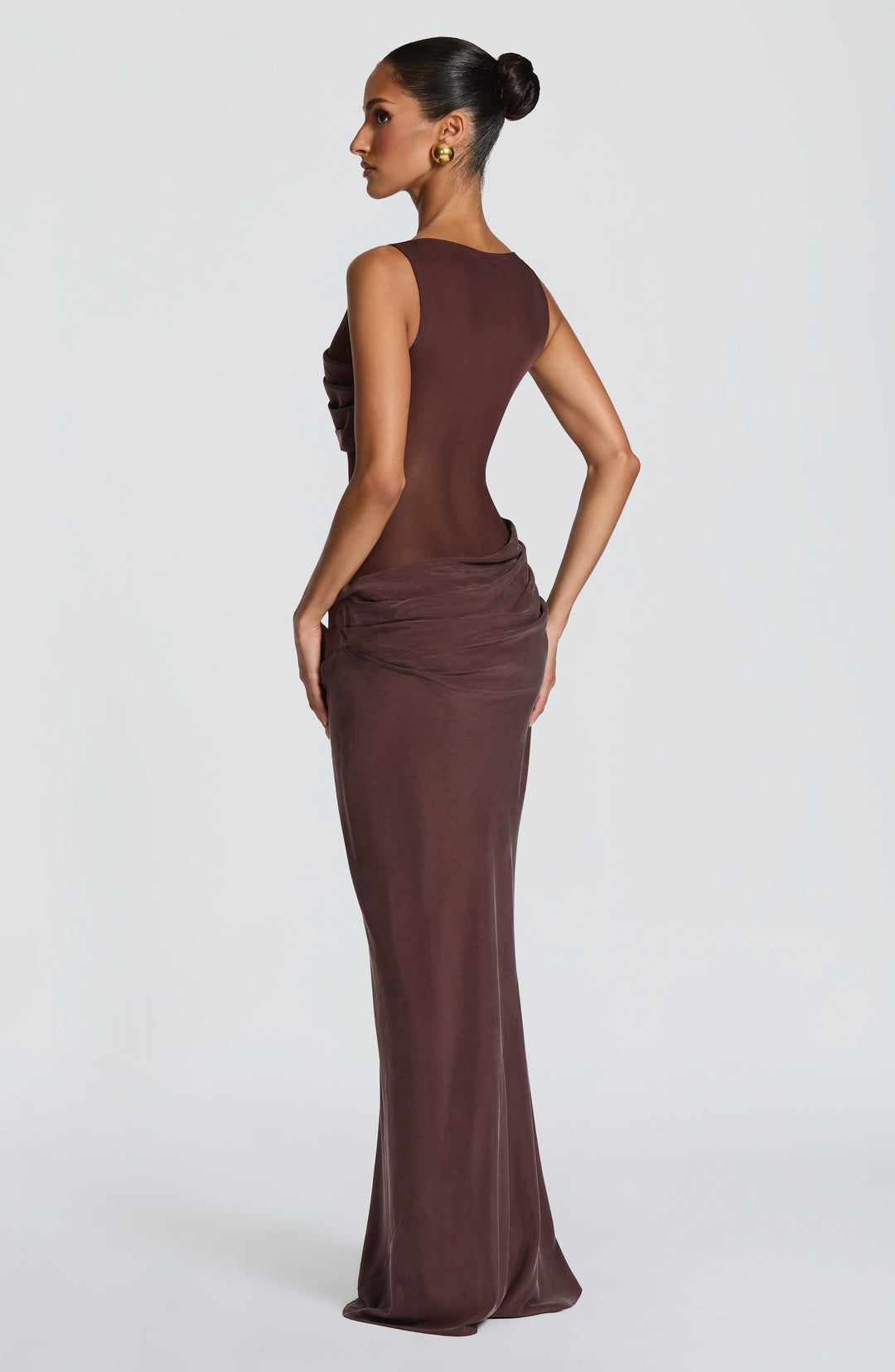 Islavieve Maxi Dress in Plum Brown by Clandour, product photo 6
