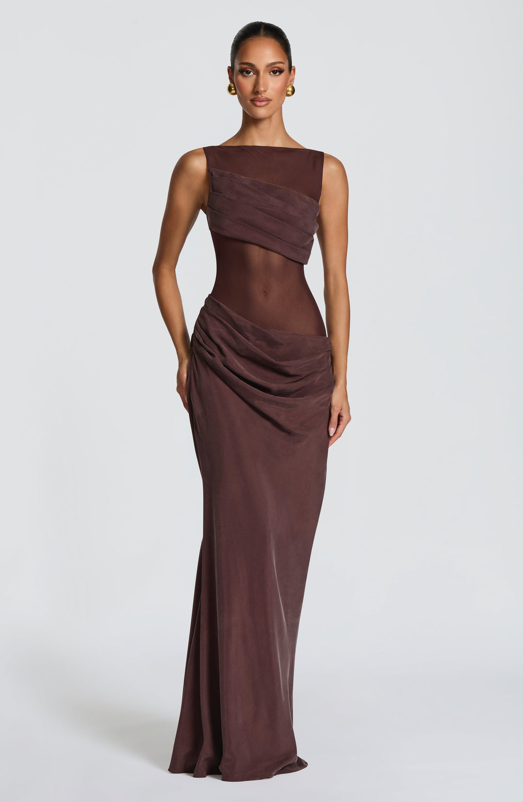 Islavieve Maxi Dress in Plum Brown by Clandour, product photo 7