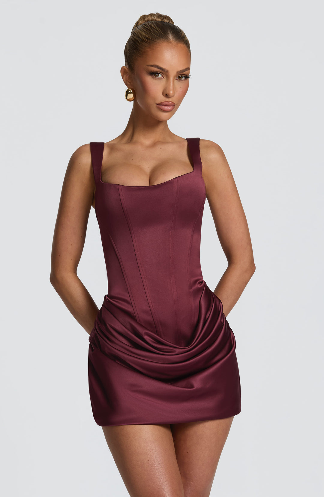 Junaella Mini Dress in Cherry Lacquer by Clandour, product photo 1