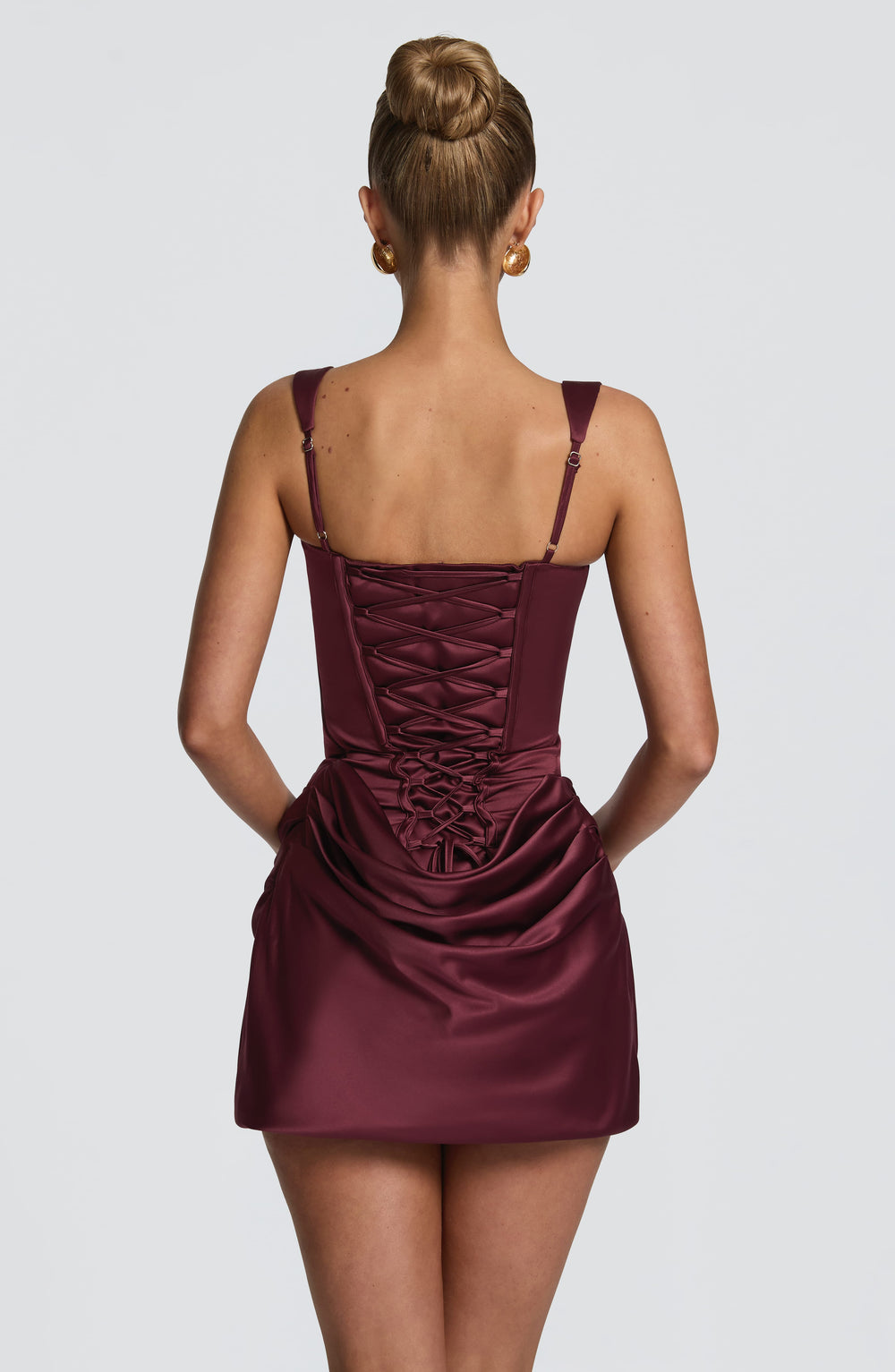 Junaella Mini Dress in Cherry Lacquer by Clandour, product photo 2