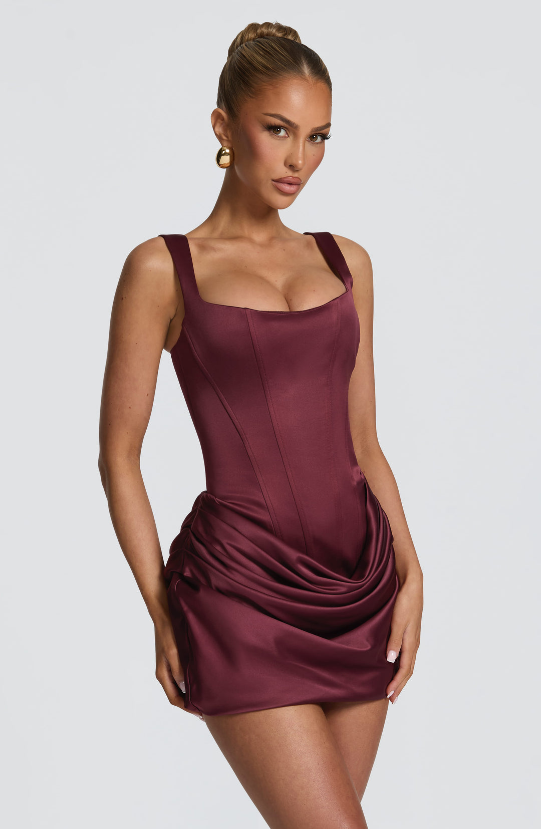 Junaella Mini Dress in Cherry Lacquer by Clandour, product photo 3
