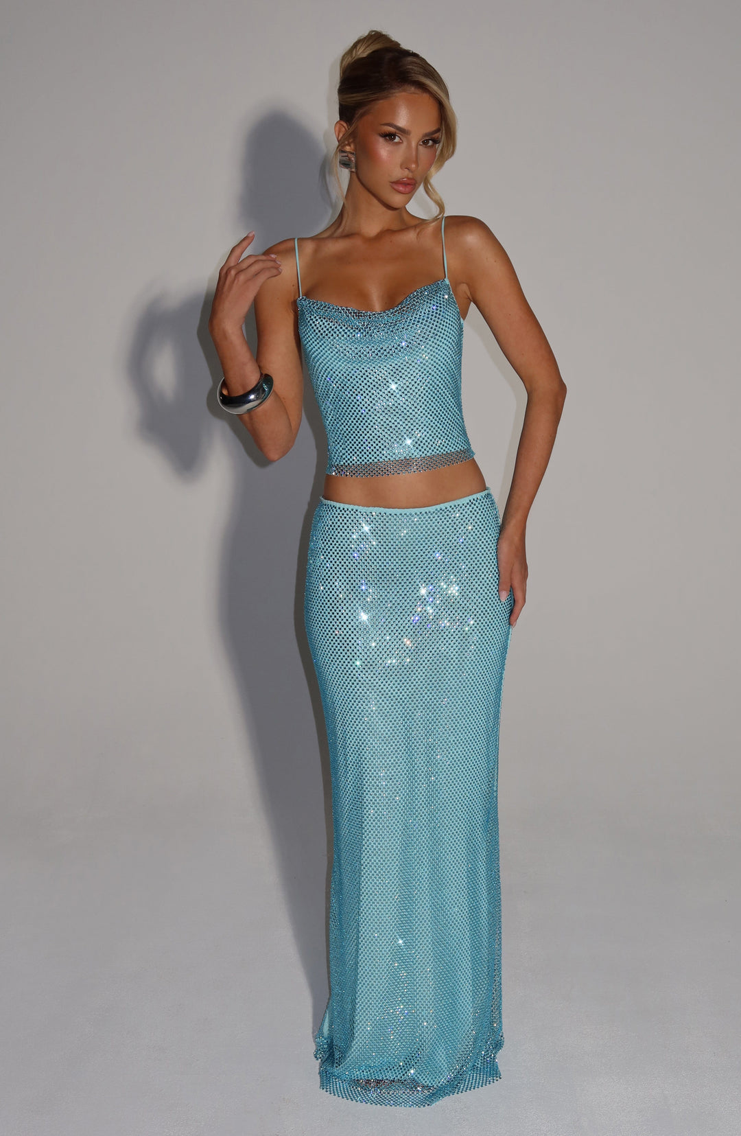 Junaelle Maxi Skirt in Aqua by Clandour, product photo 4