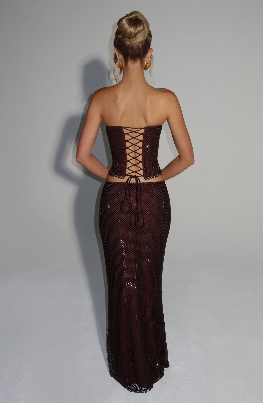 Junaelle Maxi Skirt in Plum Brown by Clandour, product photo 2