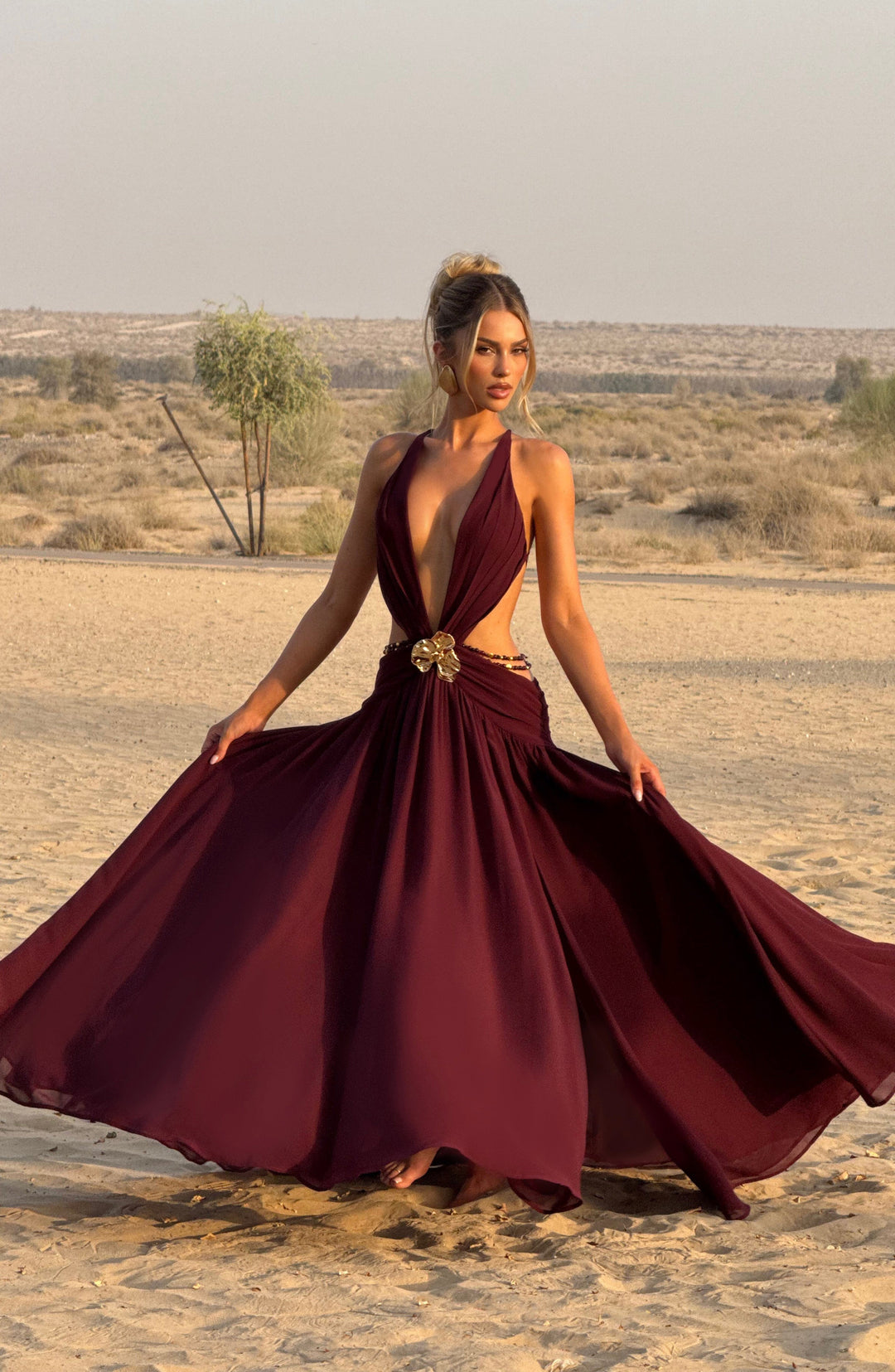 Junaessa Maxi Dress in Cherry Lacquer by Clandour, product photo 12