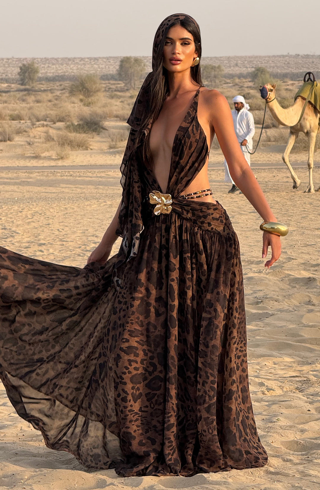 Junaessa Maxi Dress in Leopard Print by Clandour, product photo 8