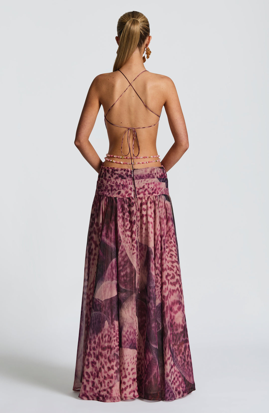 Junaessa Maxi Dress in Magenta Orchid Print by Clandour, product photo 5