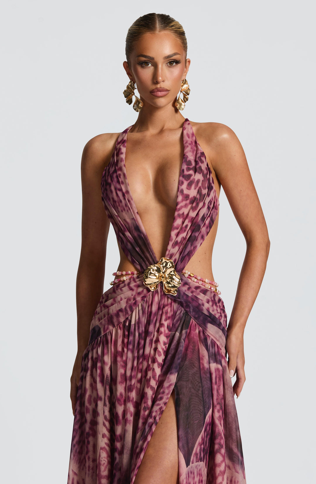 Junaessa Maxi Dress in Magenta Orchid Print by Clandour, product photo 8