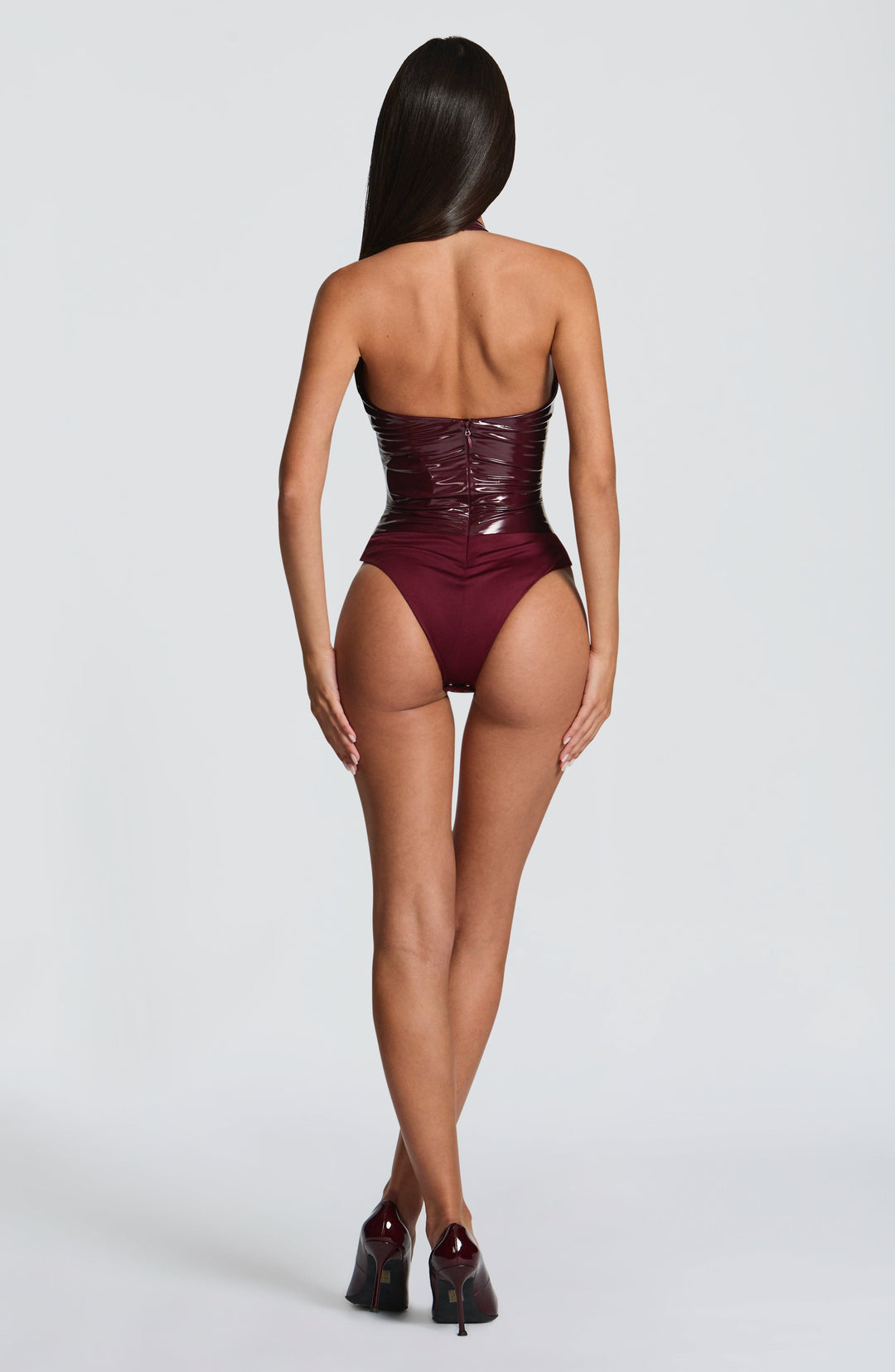 Junaina Bodysuit in Cherry Lacquer by Clandour, product photo 2