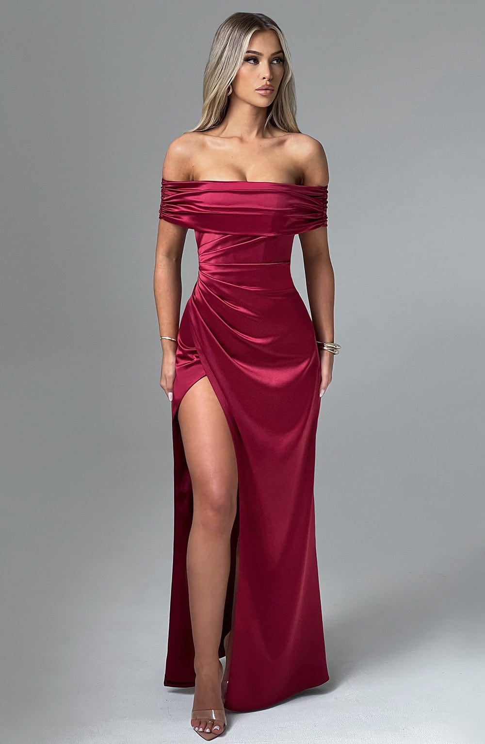 Junaine Maxi Dress in Burgundy by Clandour, product photo 1