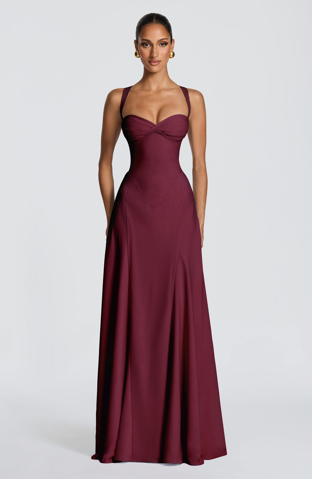 Junalina Maxi Dress in Cherry Lacquer by Clandour, product photo 1