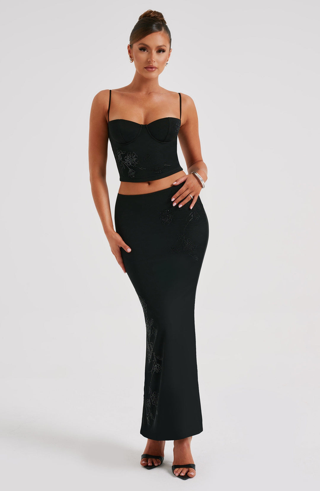 Junalise Maxi Skirt in Black by Clandour, product photo 3
