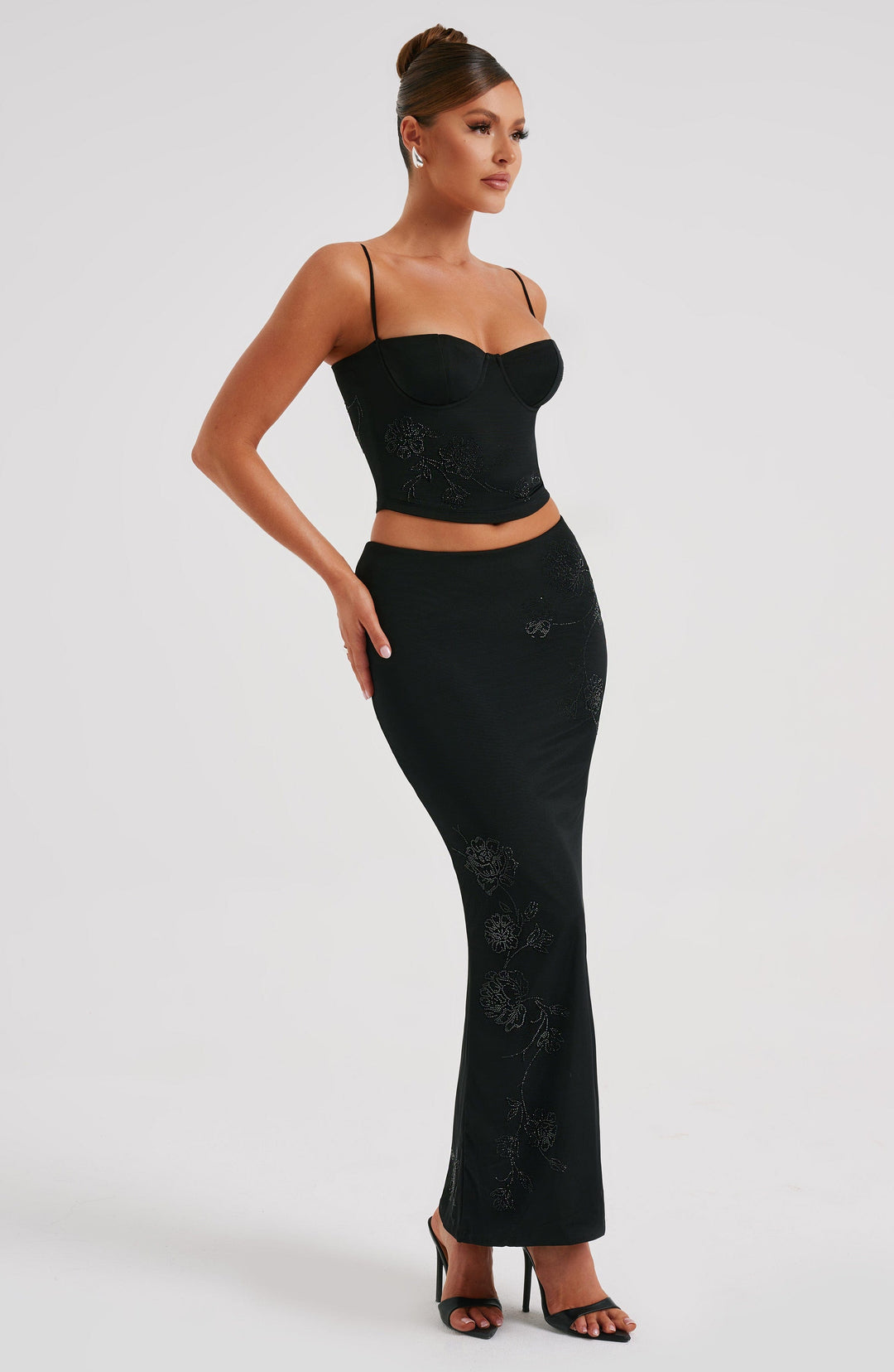 Junalise Maxi Skirt in Black by Clandour, product photo 7