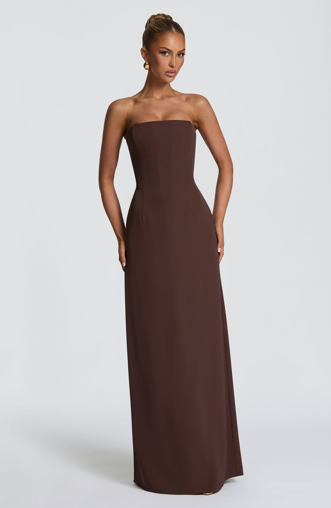 Junamira Maxi Dress in Plum Brown by Clandour, product photo 1