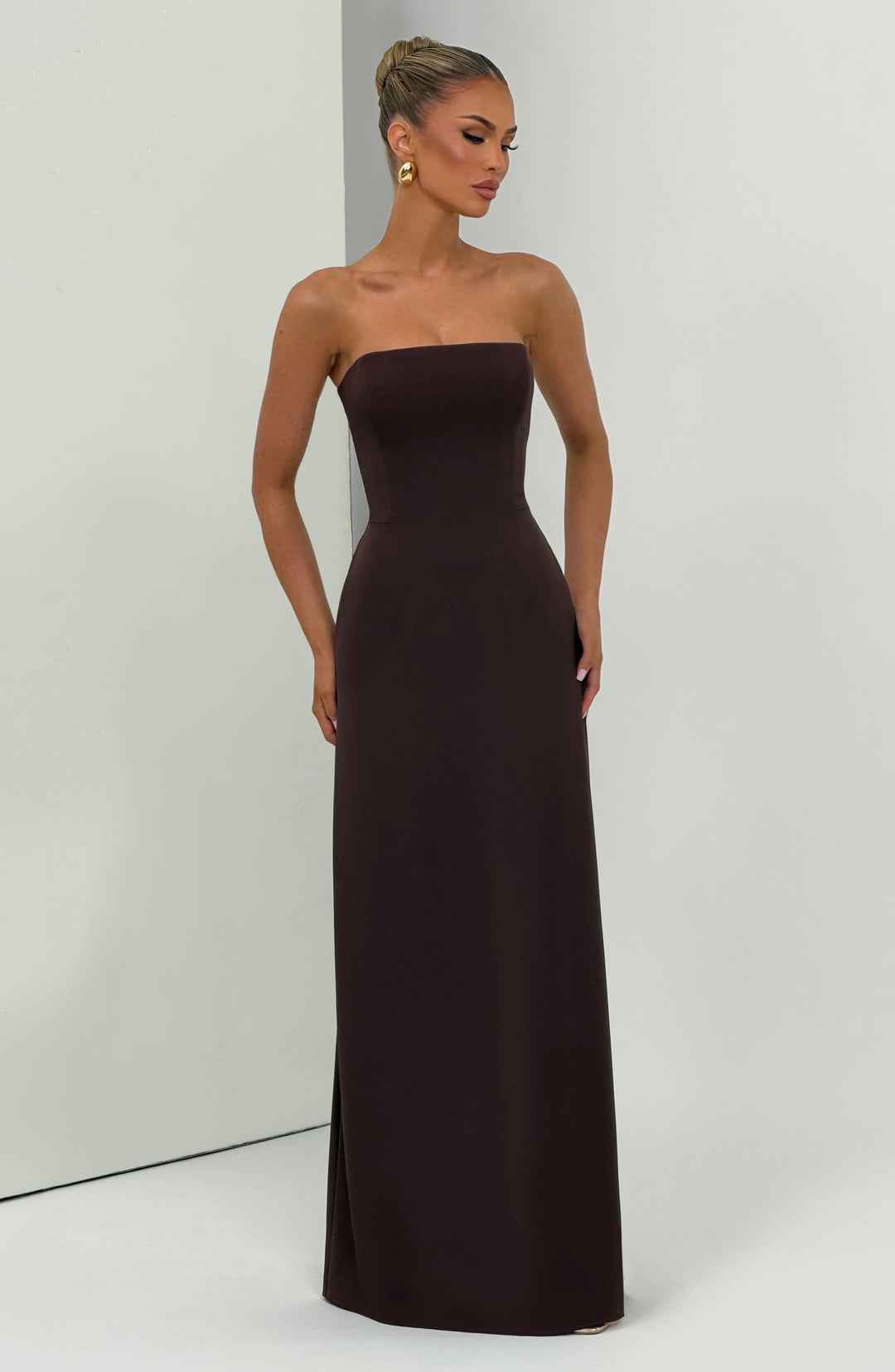 Junamira Maxi Dress in Plum Brown by Clandour, product photo 6