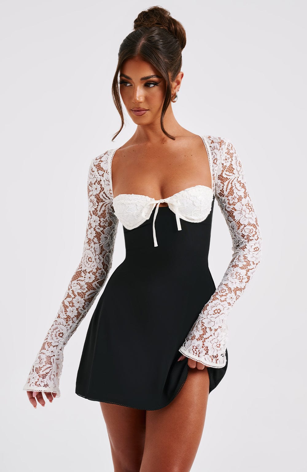 Junanora Mini Dress in Black/White by Clandour, product photo 3