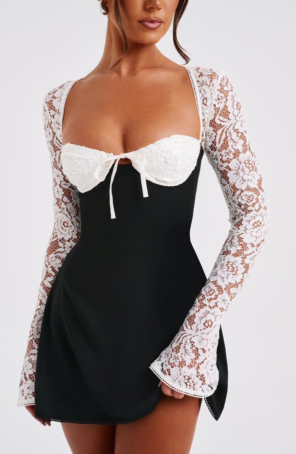 Junanora Mini Dress in Black/White by Clandour, product photo 6