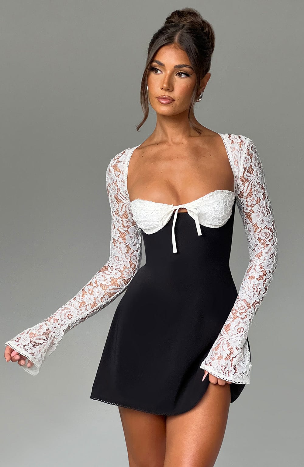 Junanora Mini Dress in Black/White by Clandour, product photo 7