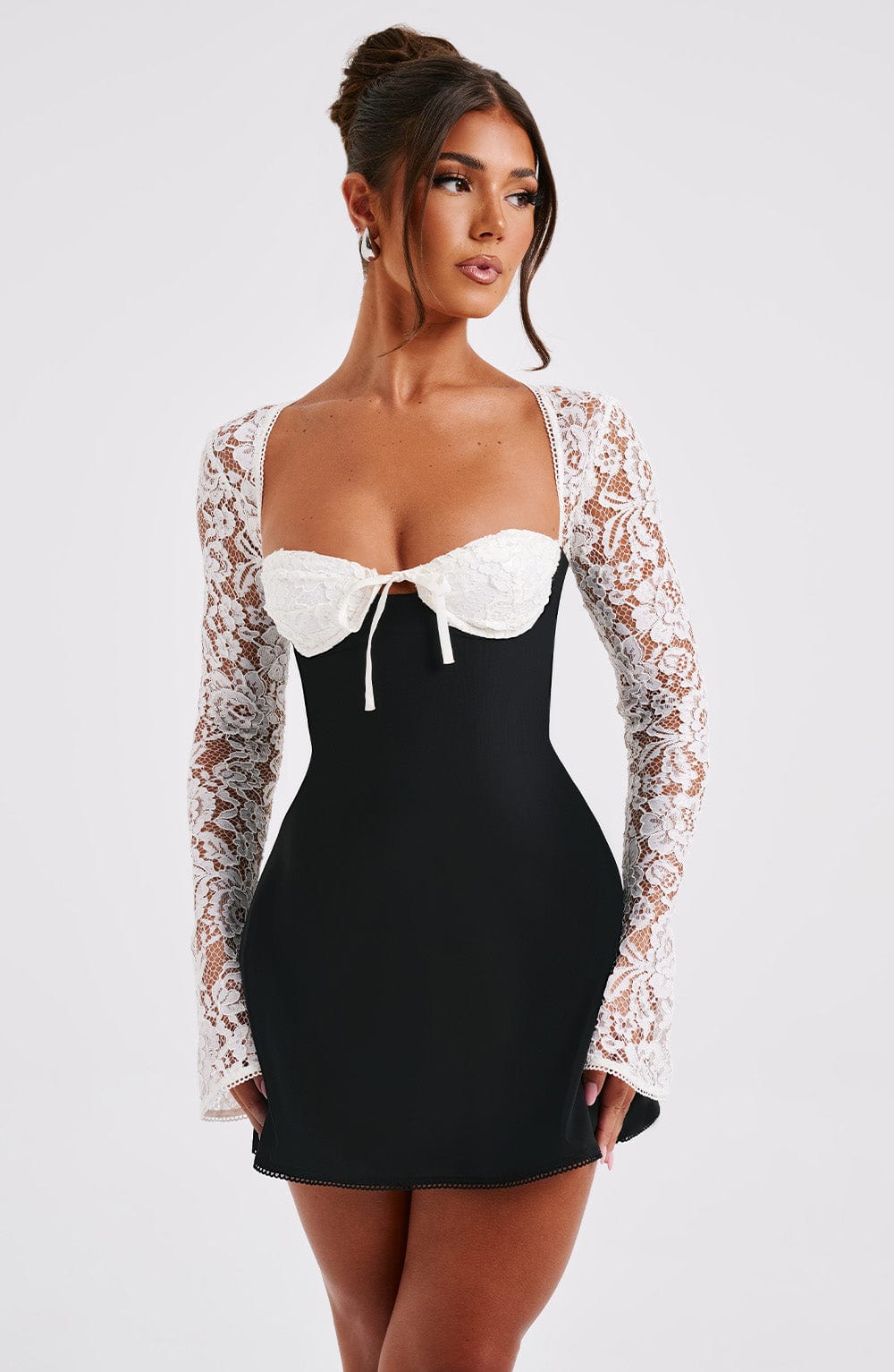Junanora Mini Dress in Black/White by Clandour, product photo 10