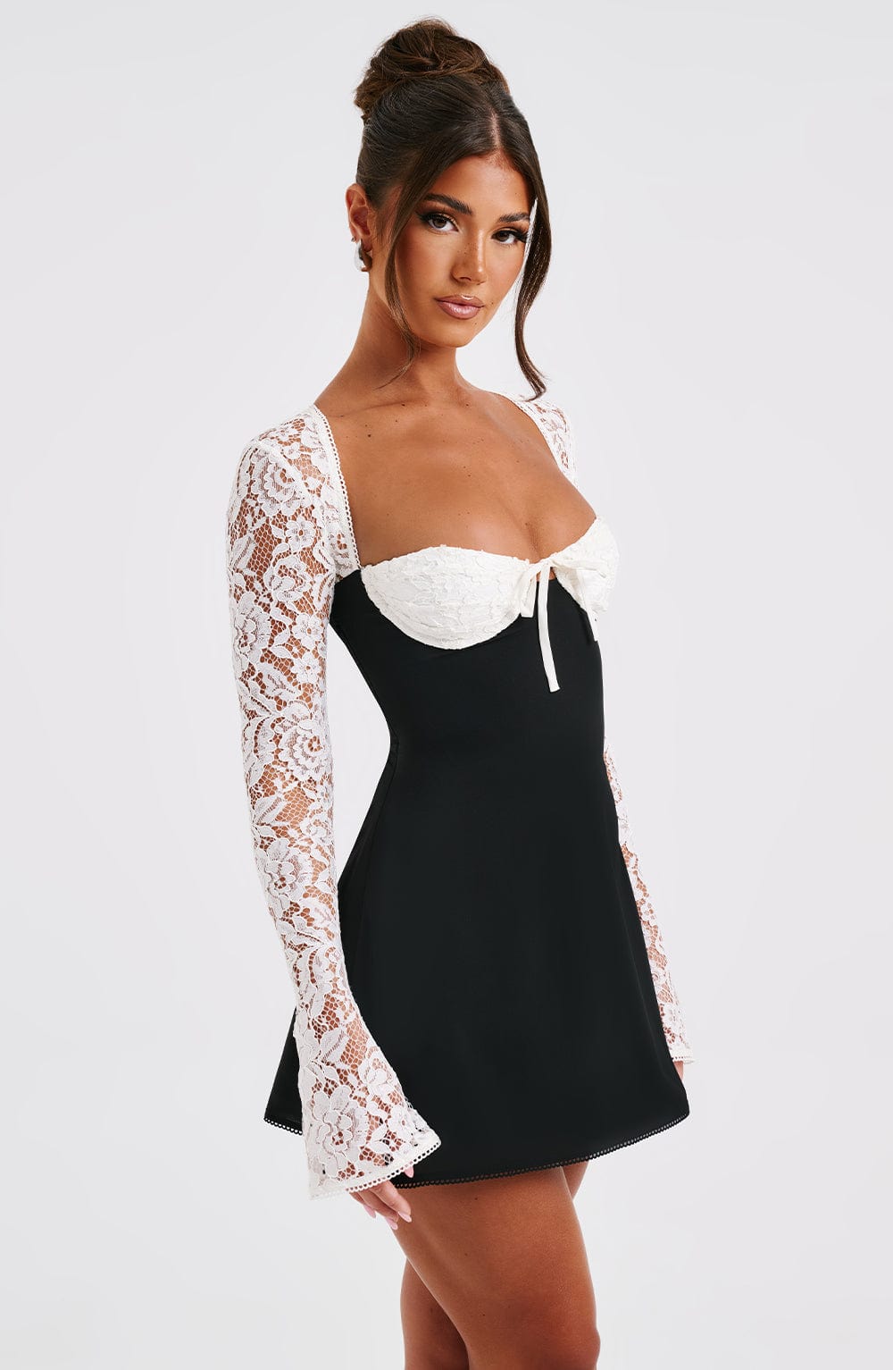 Junanora Mini Dress in Black/White by Clandour, product photo 11