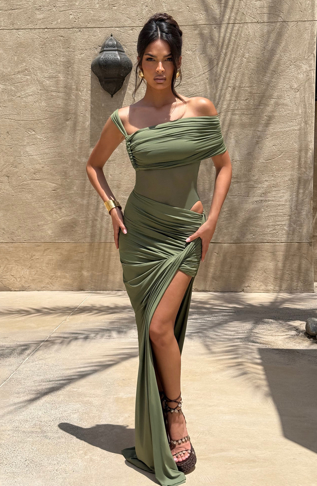 Junaola Maxi Skirt in Khaki by Clandour, product photo 2