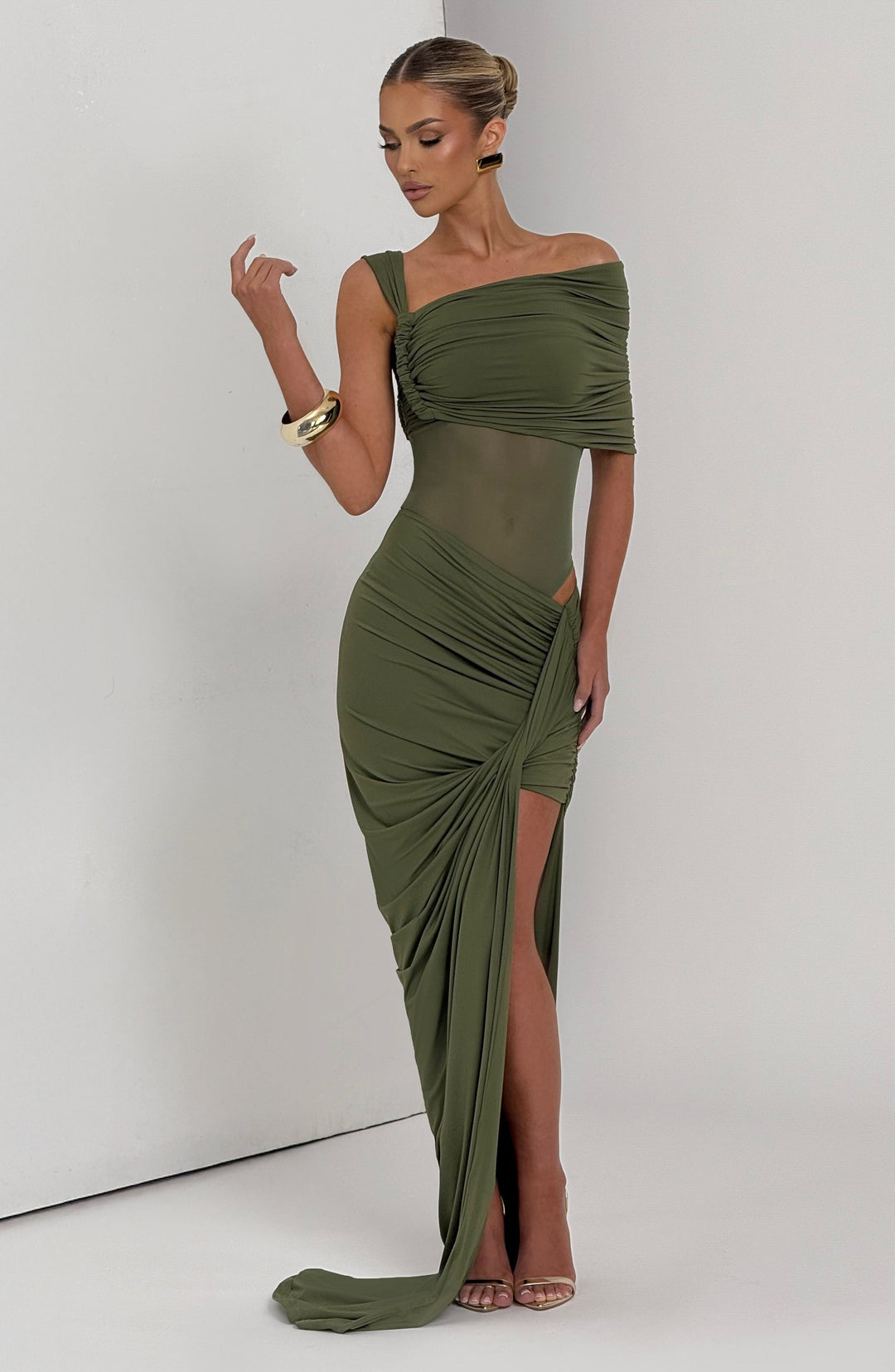 Junaola Maxi Skirt in Khaki by Clandour, product photo 10