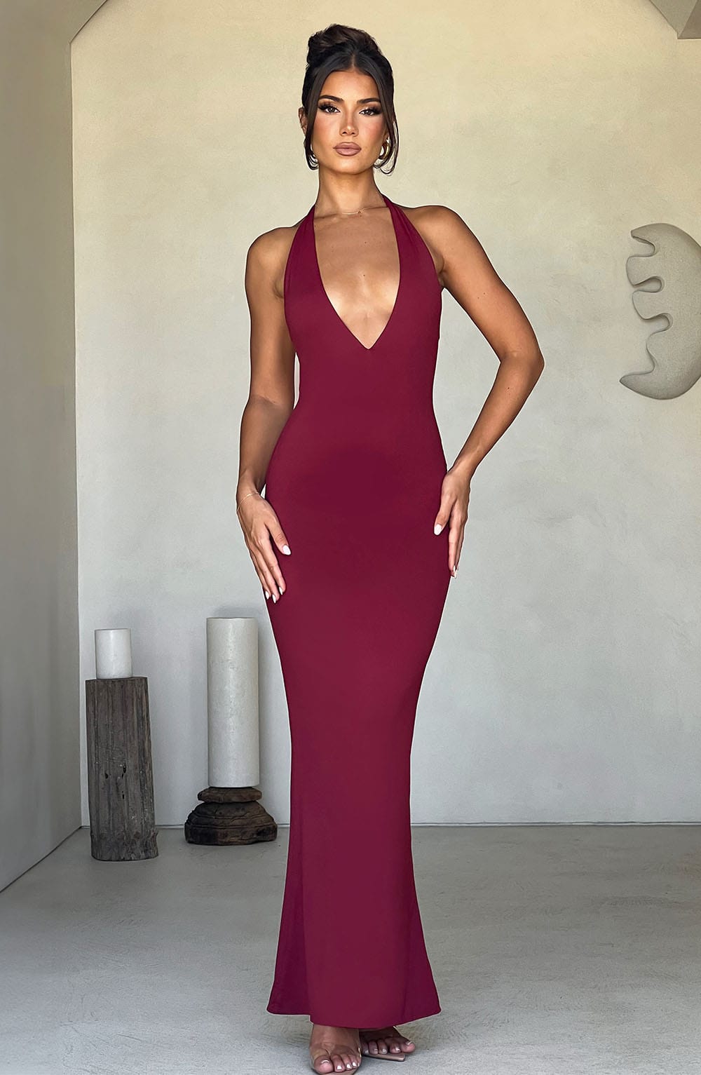 Junaora Maxi Dress in Burgundy by Clandour, product photo 2