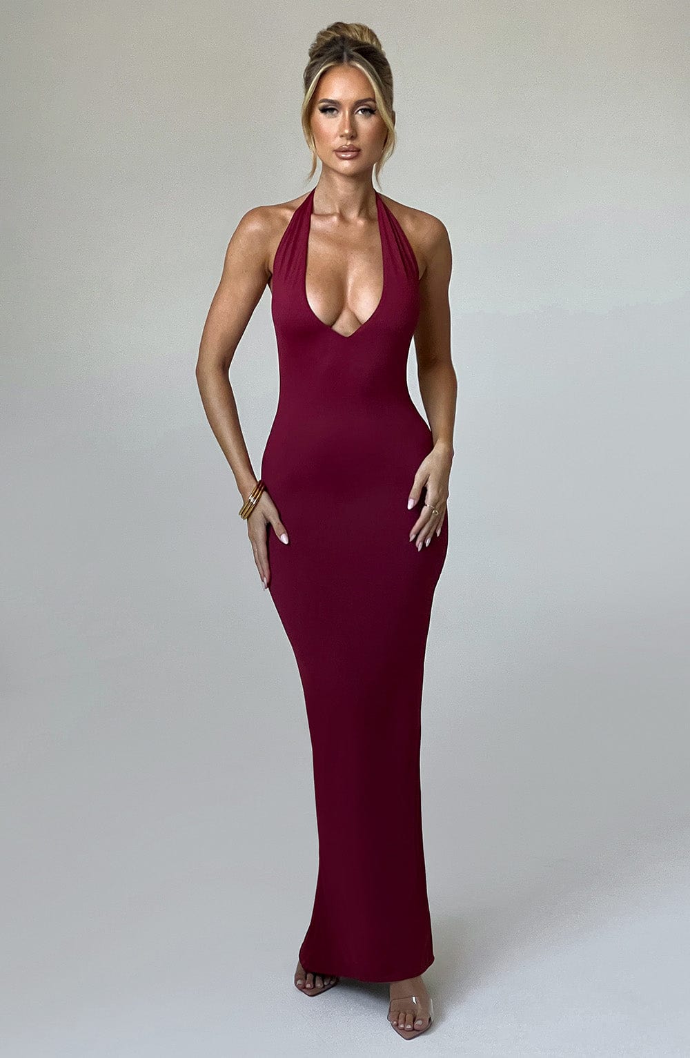Junaora Maxi Dress in Burgundy by Clandour, product photo 3