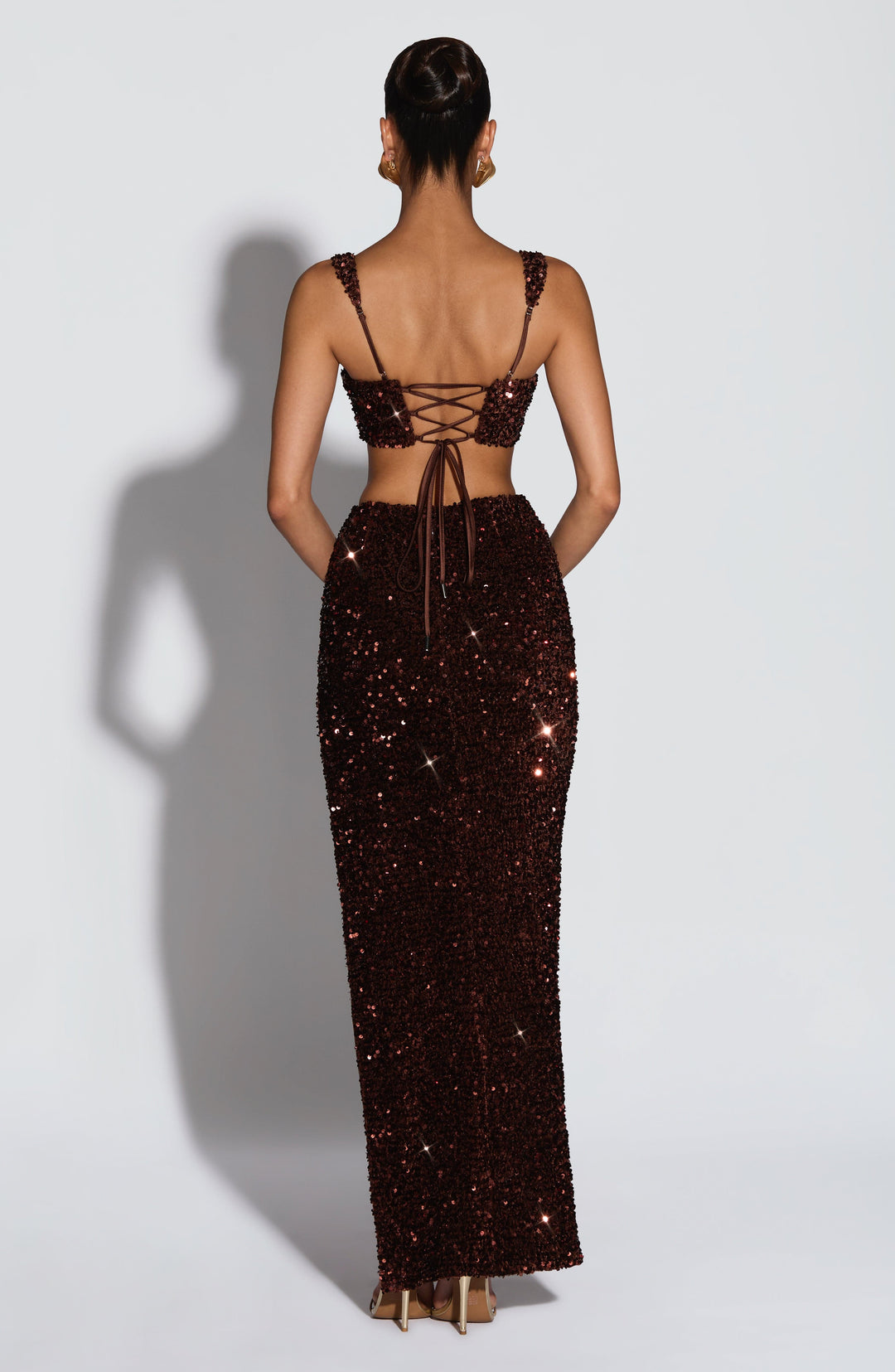 Junayne Maxi Skirt in Plum Brown by Clandour, product photo 3