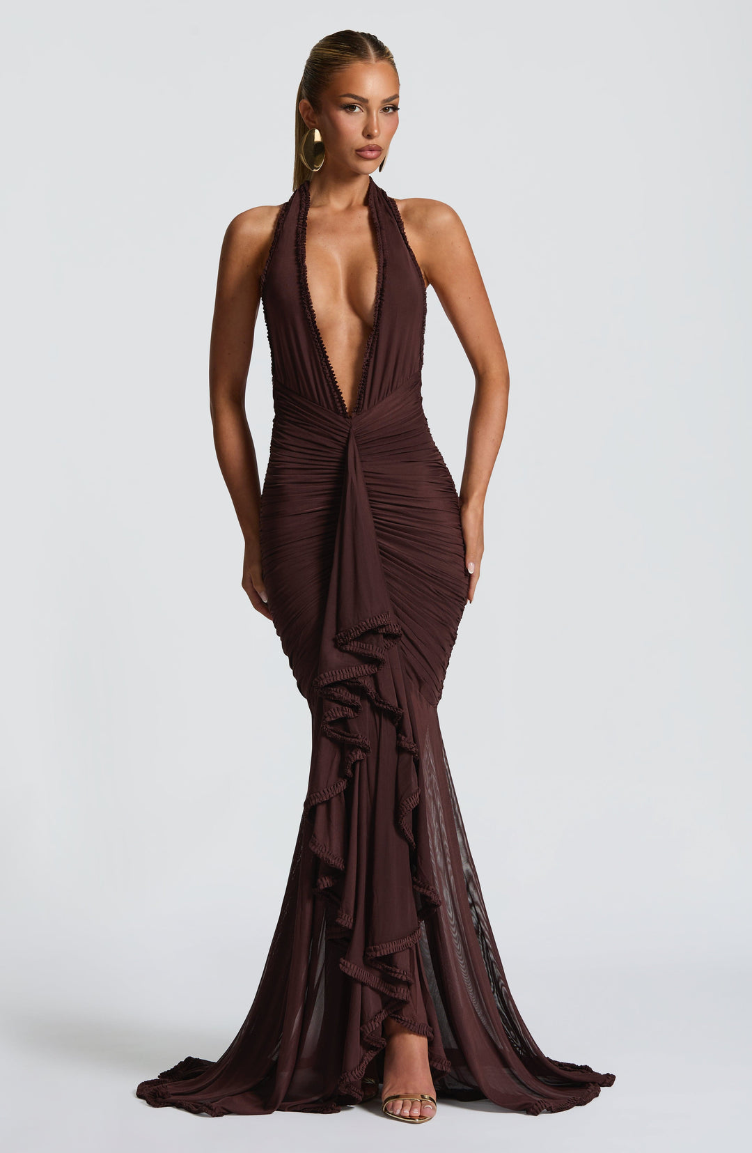 Kiraina Maxi Dress in Plum Brown by Clandour, product photo 1