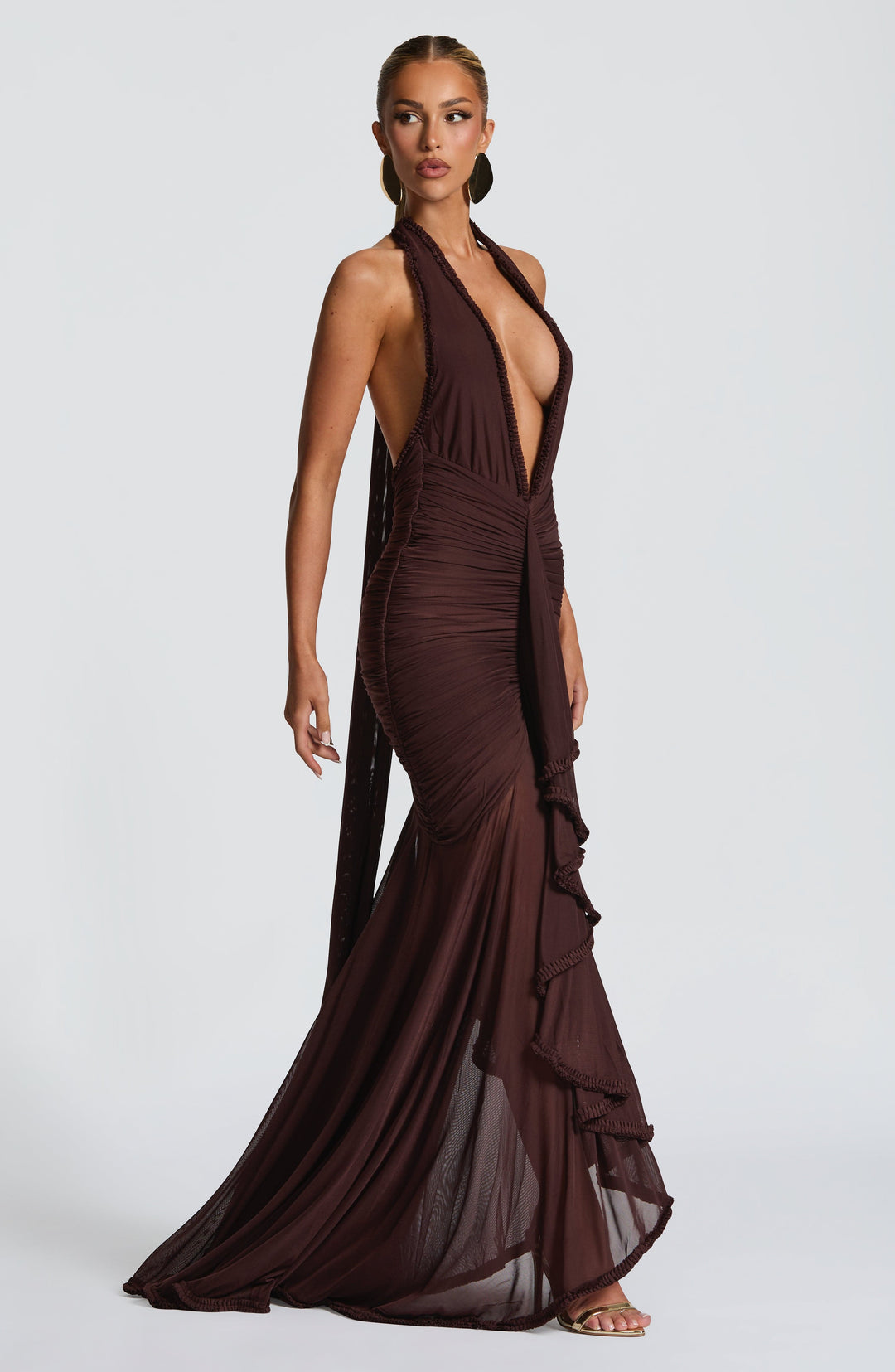 Kiraina Maxi Dress in Plum Brown by Clandour, product photo 3