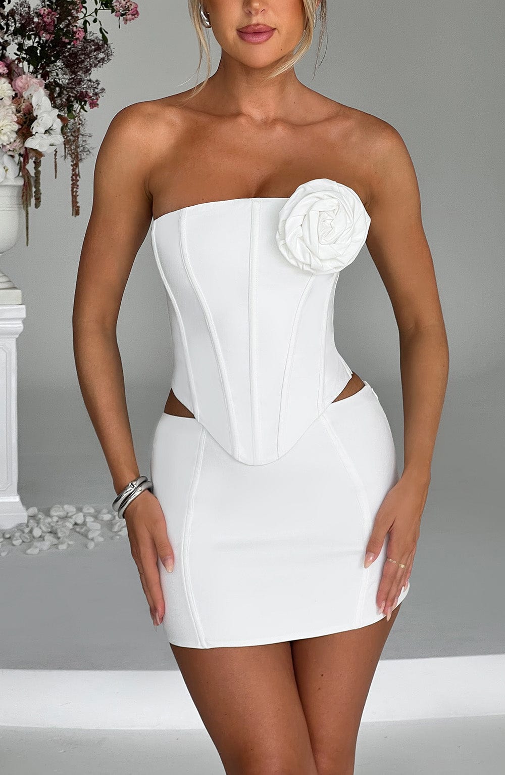 Kiraine Mini Skirt in Ivory by Clandour, product photo 1