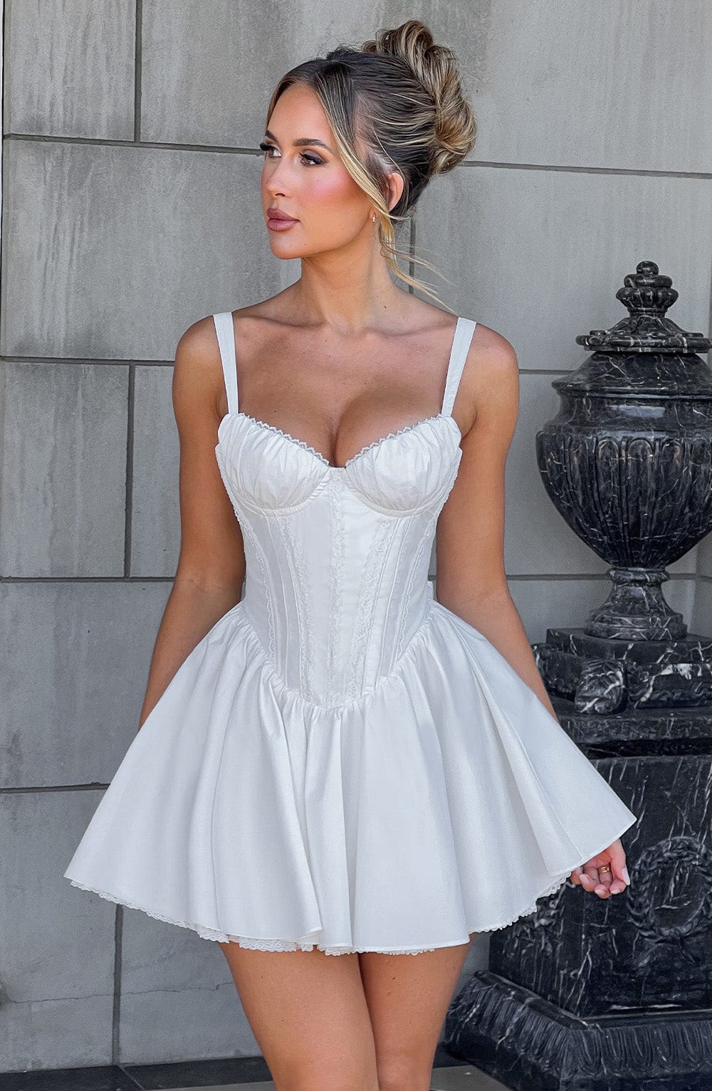 Kiralina Mini Dress in White by Clandour, product photo 1