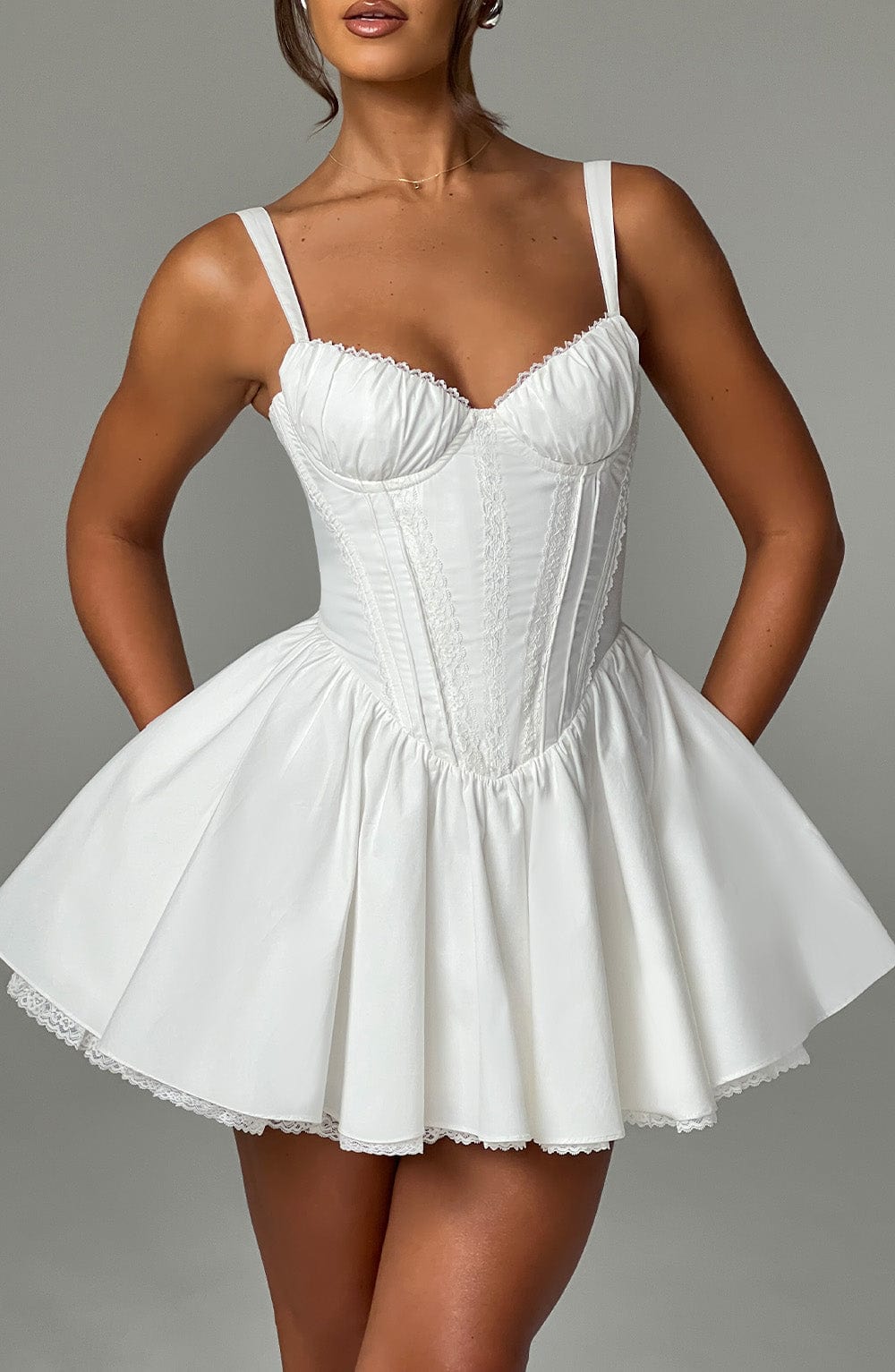 Kiralina Mini Dress in White by Clandour, product photo 3