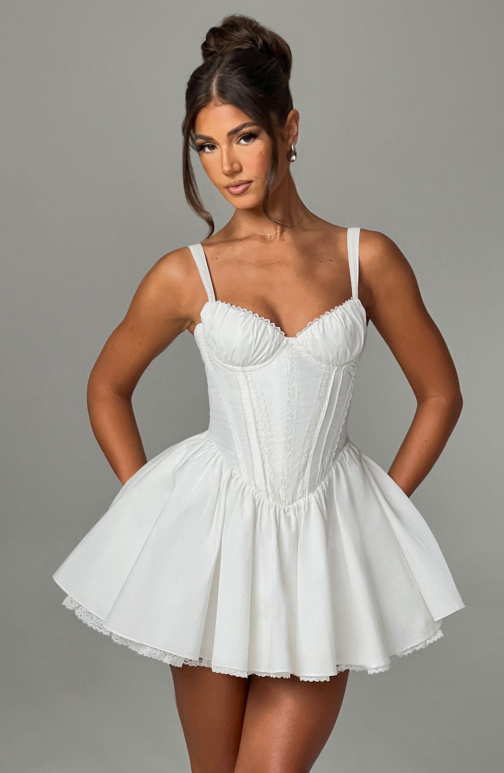 Kiralina Mini Dress in White by Clandour, product photo 4