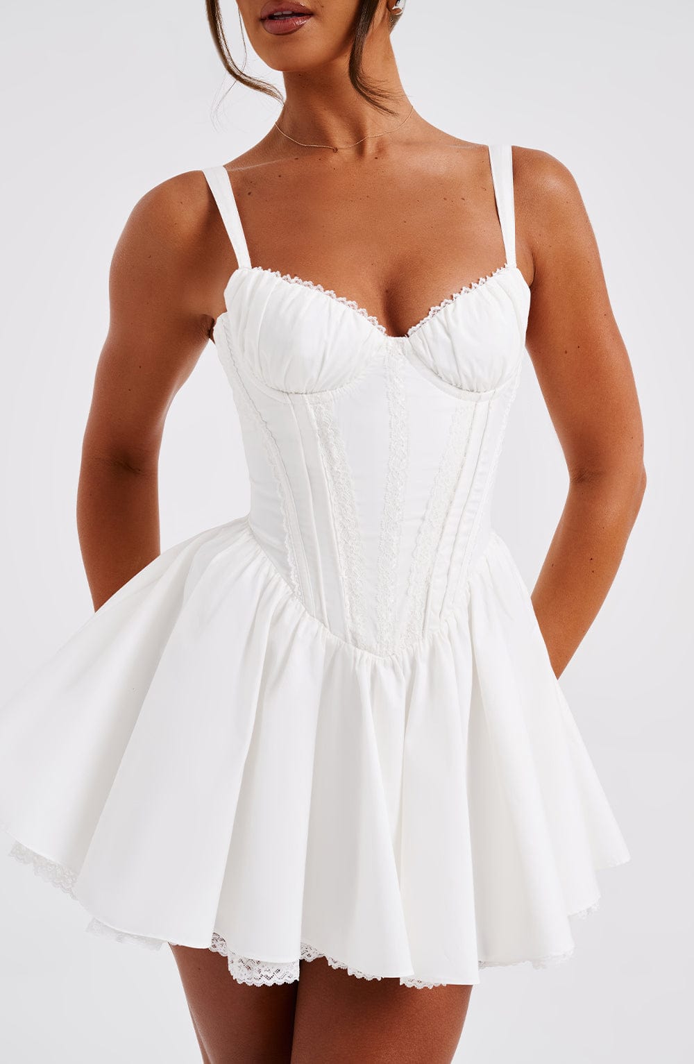 Kiralina Mini Dress in White by Clandour, product photo 8
