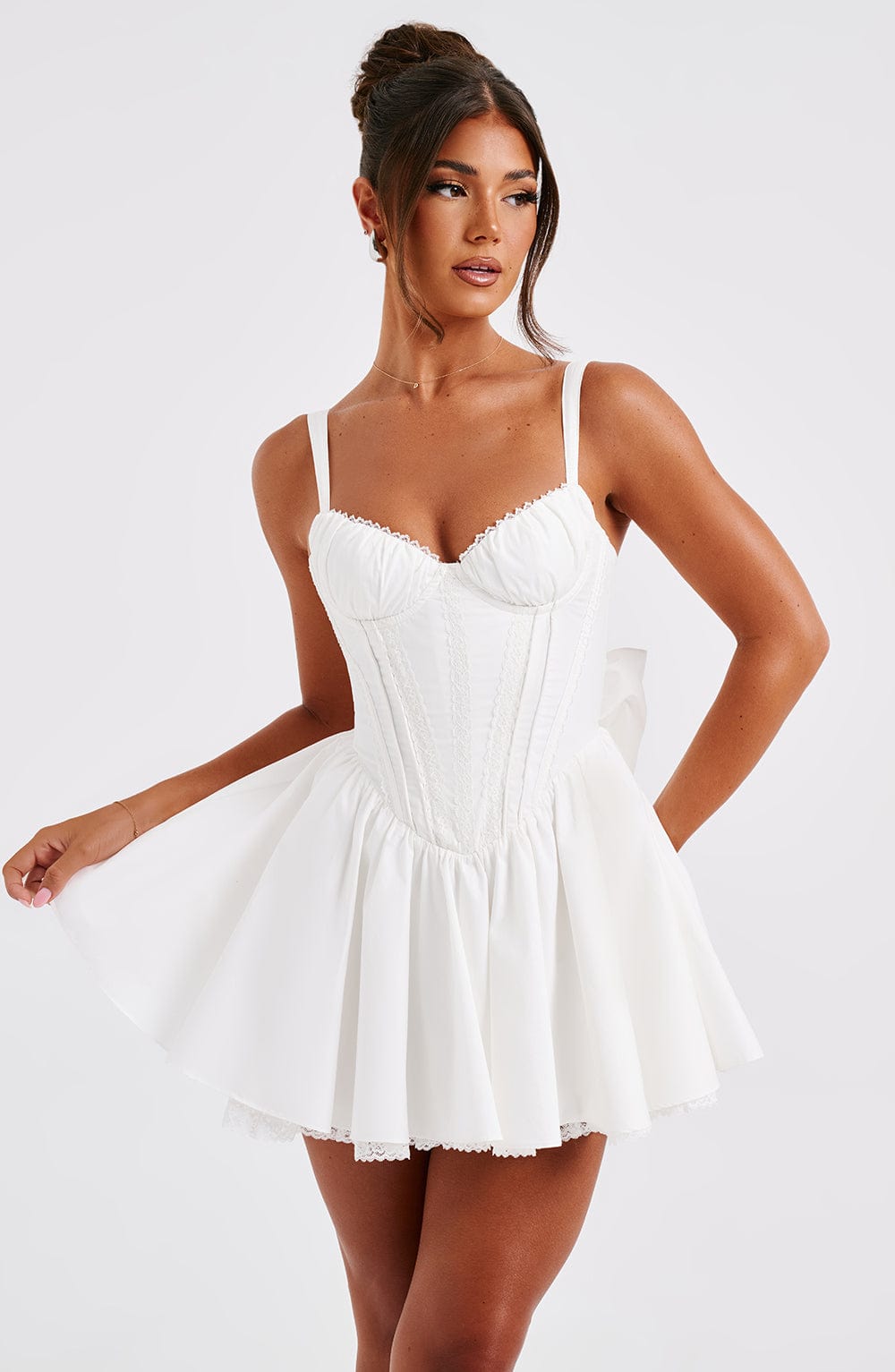Kiralina Mini Dress in White by Clandour, product photo 10