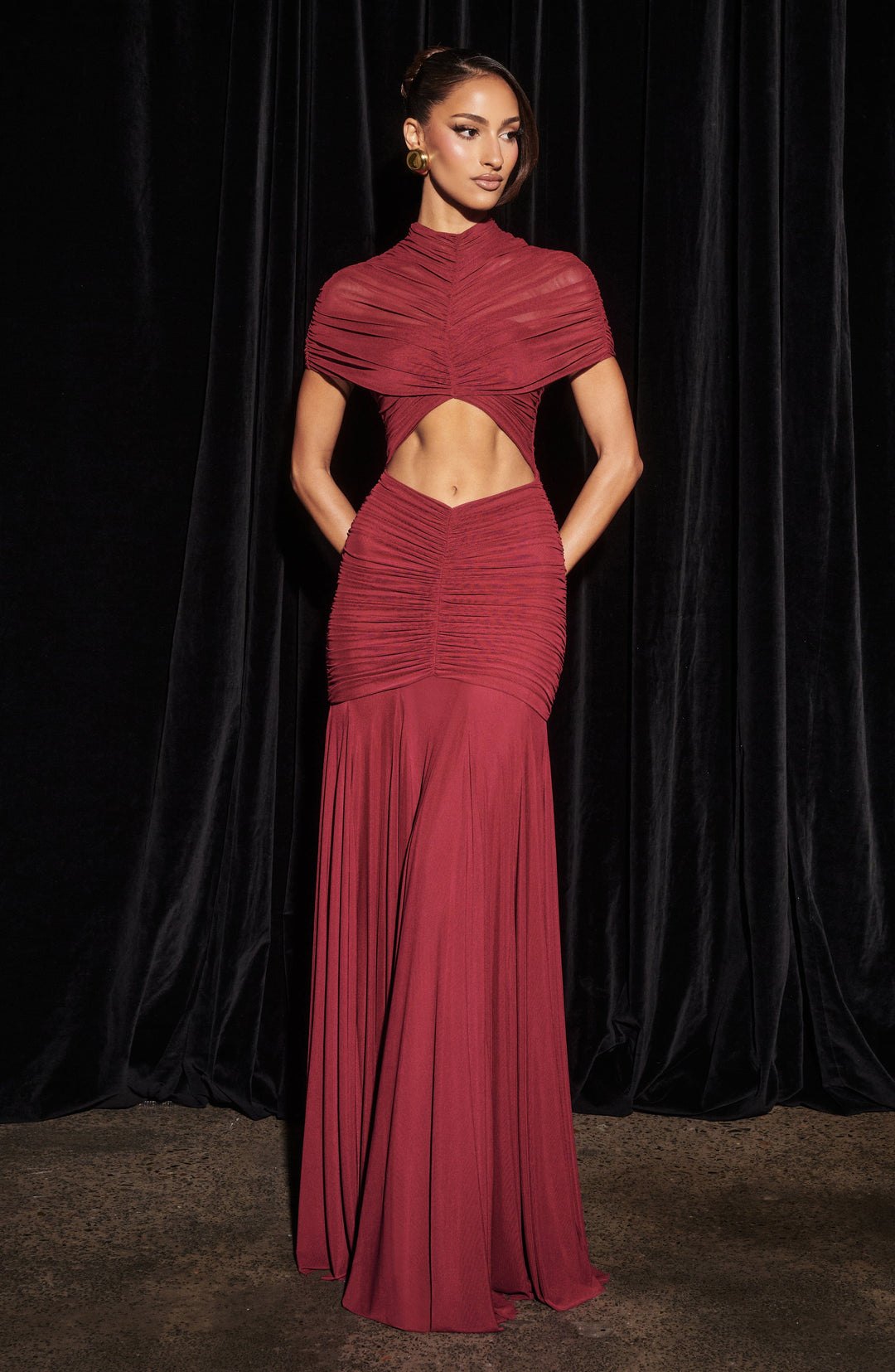 Kiranna Maxi Dress in Burgundy by Clandour, product photo 4